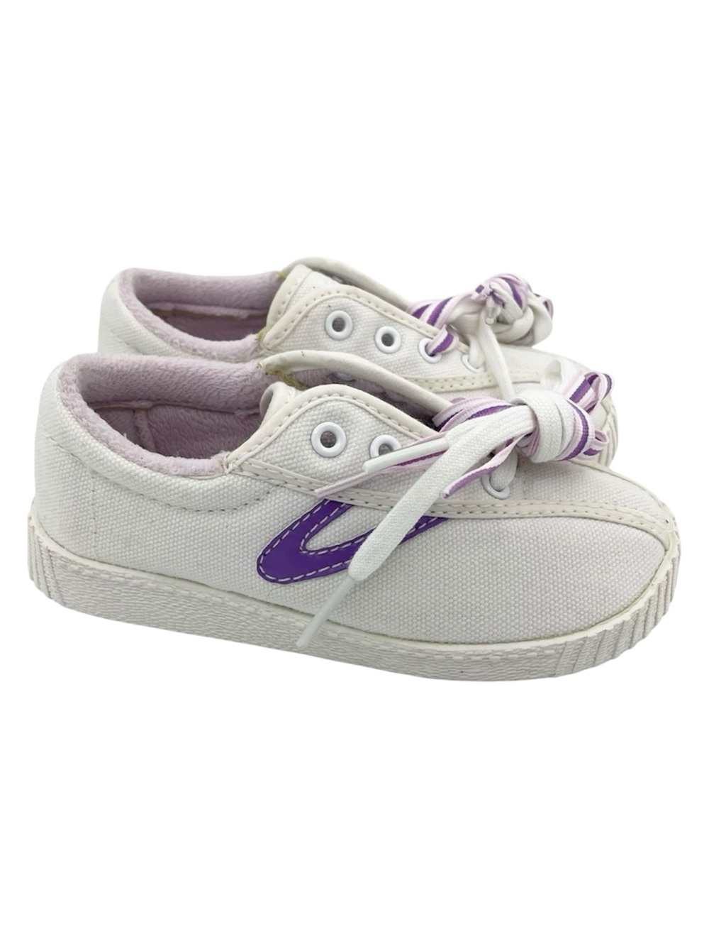 Tretorn girls white/purple canvas sneakers Size 8